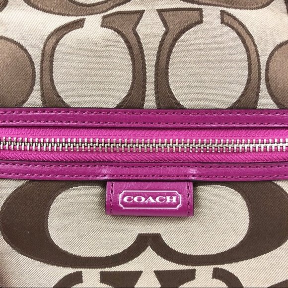 Coach Daisy Outline Signature Mia Crossbody Purse - Khaki and bright magenta - Picture 3 of 4
